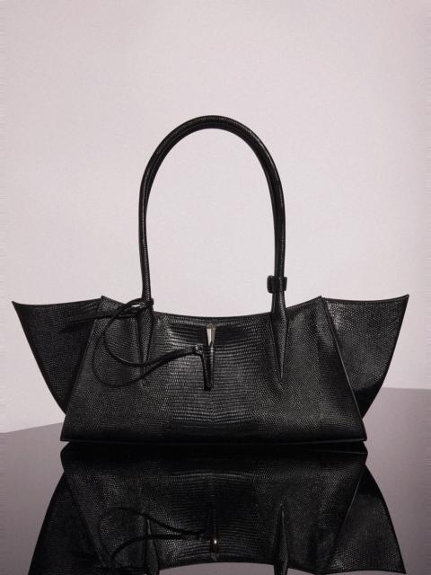 MUGLER black embossed lizard leather fang bag