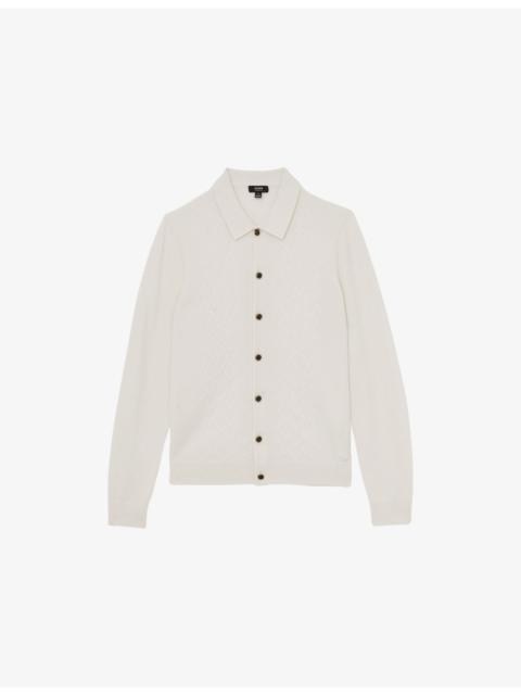 REISS Gideon V-Stitch Wool Knitted Cardigan