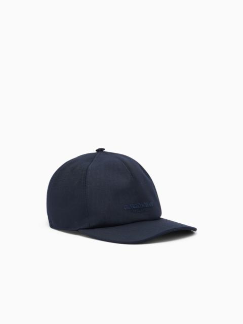 GIORGIO ARMANI TECHNICAL FABRIC BASEBALL CAP WITH LEATHER LOGO