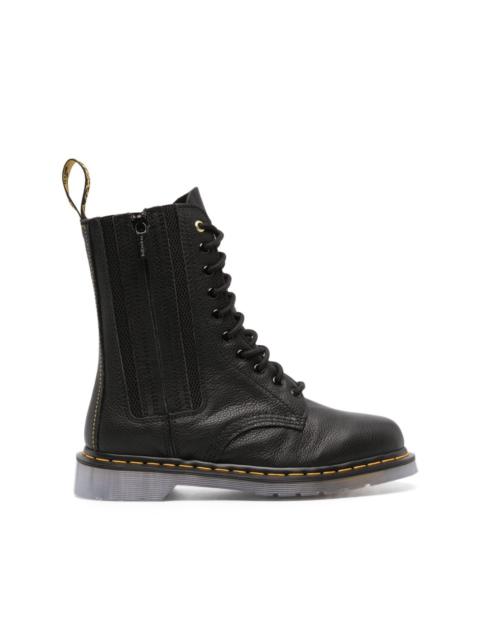 logo pull-tab leather boots