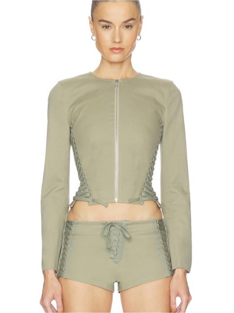 HAELO Lace Up Jacket in Surplus Khaki