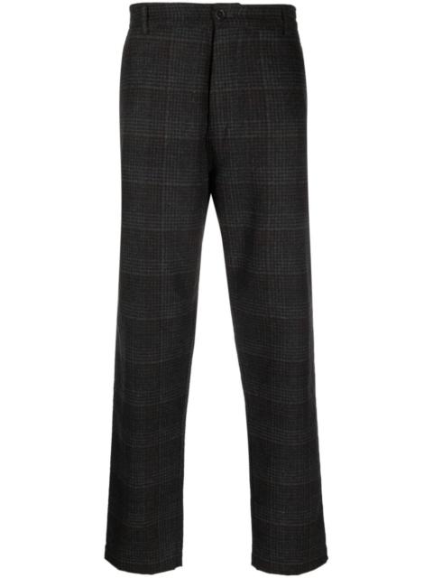 plaid check-pattern knitted trousers