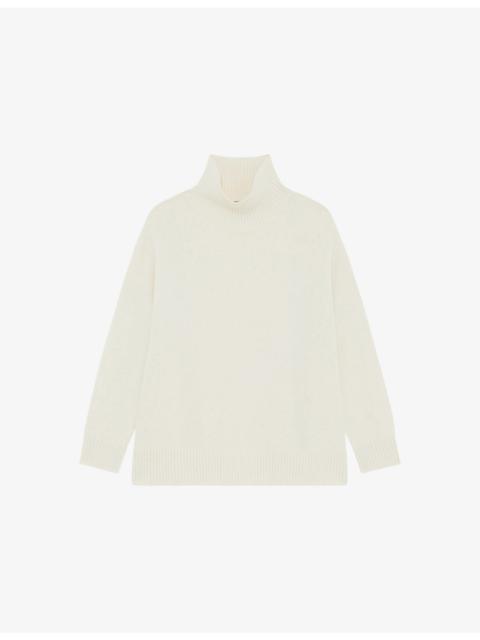 The Kooples High-Neck Relaxed-Fit Cashmere-Blend Jumper