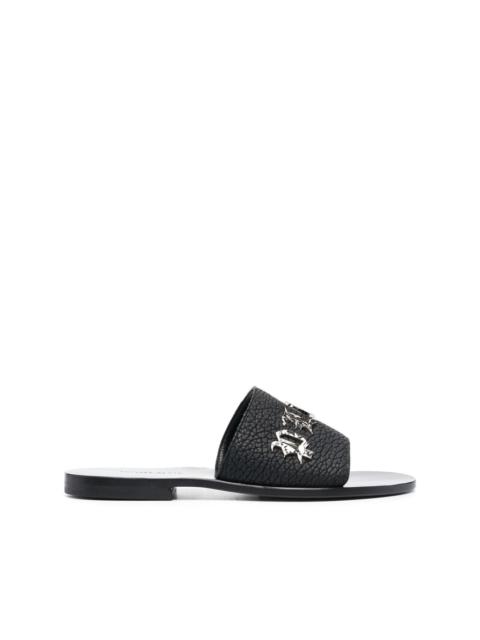 PHILIPP PLEIN logo-lettering leather slides