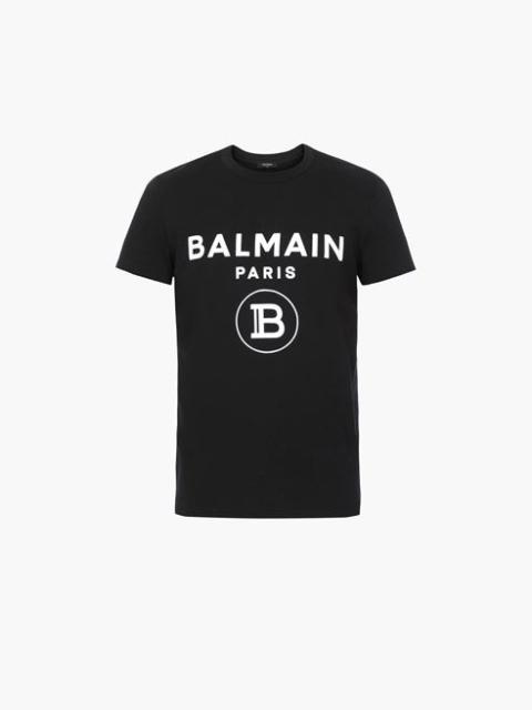 Balmain Black cotton T-shirt with white Balmain Paris logo print