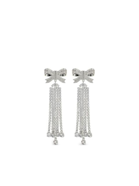self-portrait bow-shaped crystal-fringe earrings