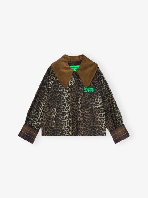 GANNI GANNI X BARBOUR LEOPARD PRINT WAXED ANORAK
