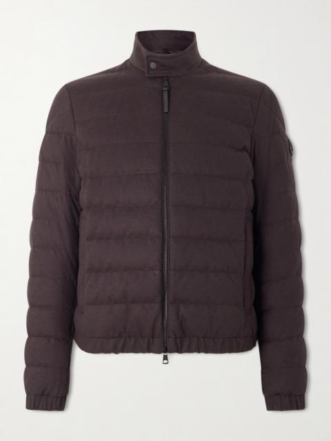 Moncler Luray Slim-Fit Leather-Trimmed Quilted Jersey Down Jacket