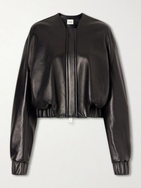 KHAITE Cordan cropped leather jacket Black