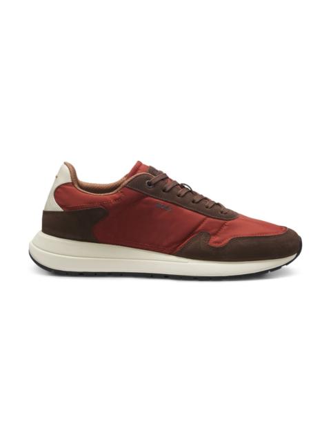 BOSS LACE-UP SNEAKERS IN LIGHTWEIGHT FABRIC WITH SUEDE TRIMS