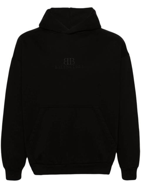 BALENCIAGA logo-embroidered cotton hoodie