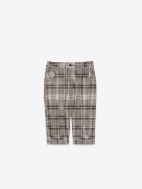 SAINT LAURENT bermuda cycling shorts in wool prince of wales