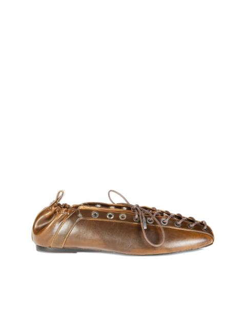 eyelets lace-up ballet flats