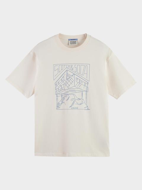 SCOTCH & SODA Men's Relaxed Fit Linework Logo T-Shirt