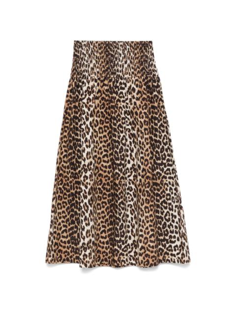 leopard-print midi skirt