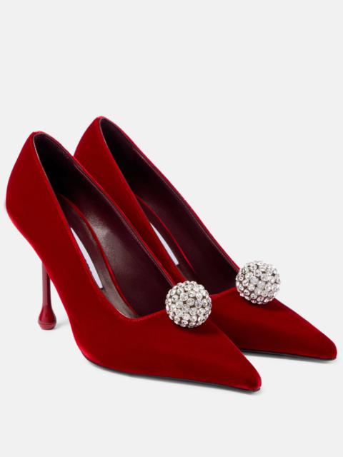 JIMMY CHOO Orb 95 embellished velvet sandals