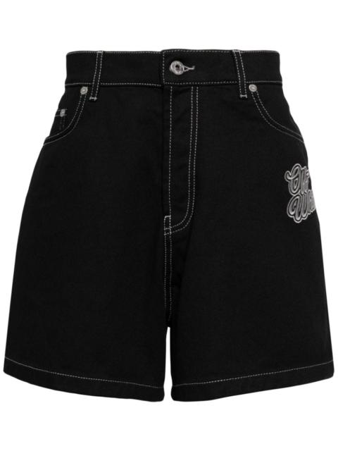 logo-appliquÃ© denim shorts