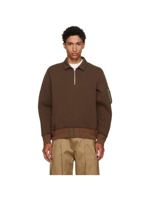 sacai Brown Sponge Sweat Polo