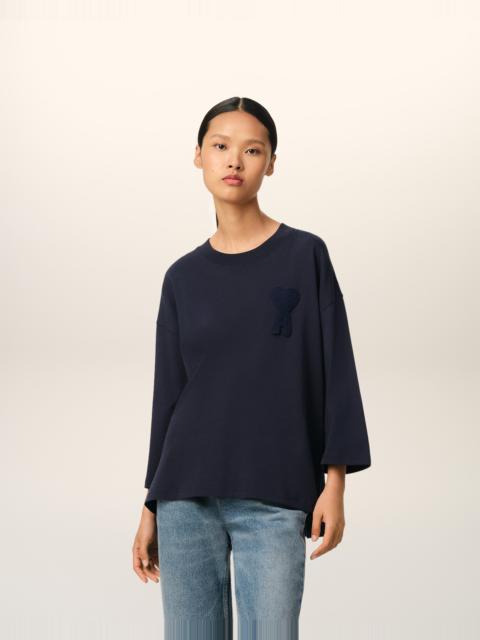 AMI Paris NAVY COTTON AMI DE COEUR PATCH T-SHIRT