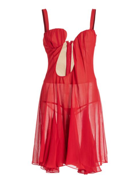 NENSI DOJAKA Asymmetric Cutout Mini Dress red