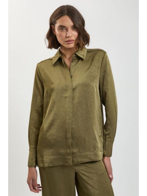 KAREN MILLEN Petite Hammered Satin Relaxed Woven Shirt