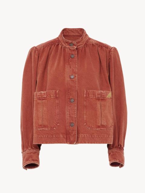 Chloé HIGH-NECK GATHERED JACKET IN DENIM