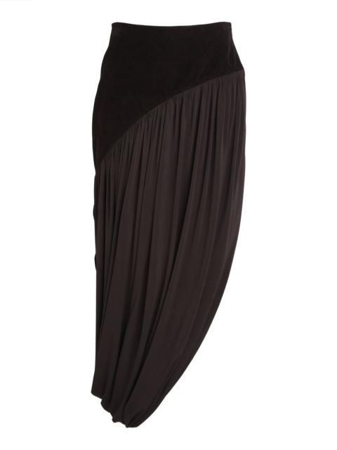FERRAGAMO Asymmetric Cotton-Blend Midi Skirt brown