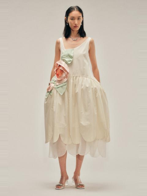 Pressed Rosette Tilted Neck Petal Hem Dress