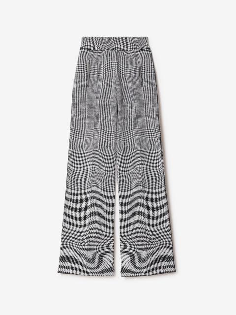 Burberry Warped Houndstooth Wool Blend Trousers