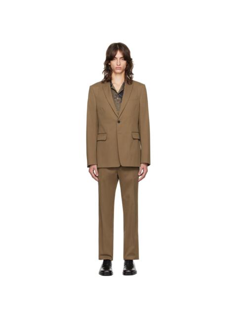 Dries Van Noten Brown Single-Breasted Cotton Suit
