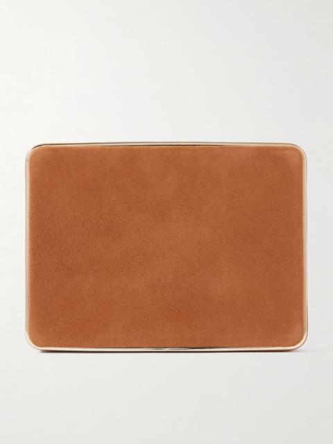 HUNTING SEASON Square Compact Leather-trimmed Suede Clutch