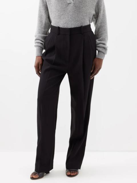 Leaton pleated straight-leg wool-blend trousers