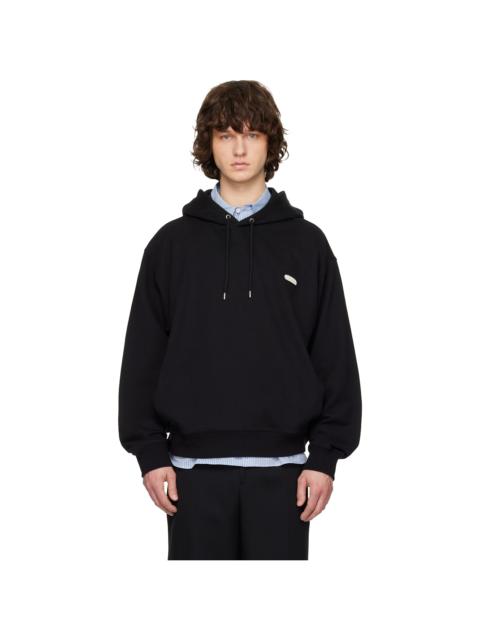 SOLID HOMME Black Solid Back Logo Hoodie
