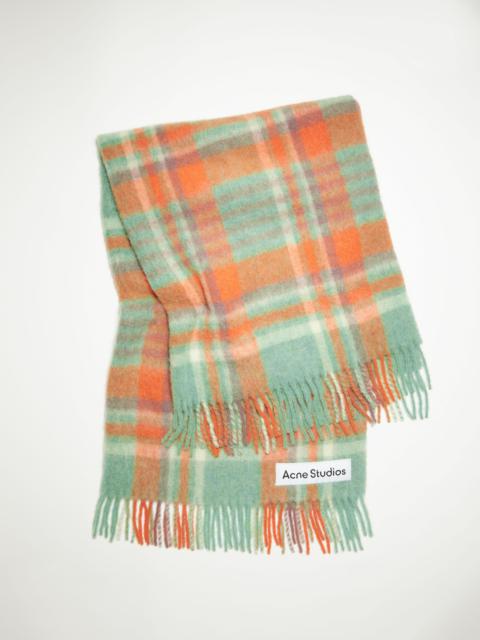 Wool mohair scarf - Extra large - Orange/lilac/aqua blue