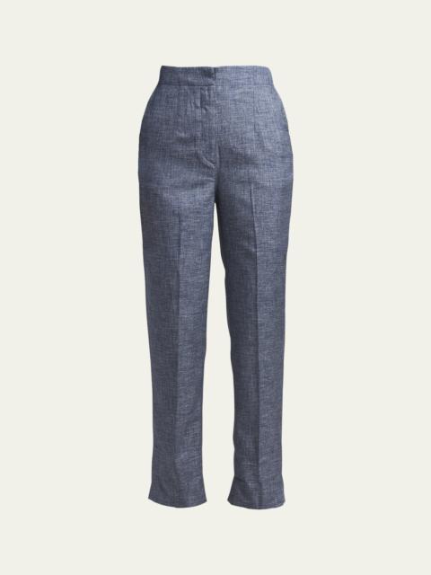 Denim-Effect Silk Pants