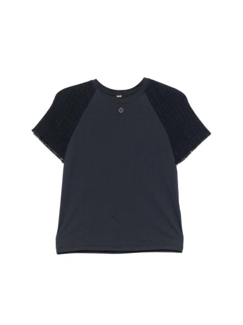 maje tweed-panelled T-shirt