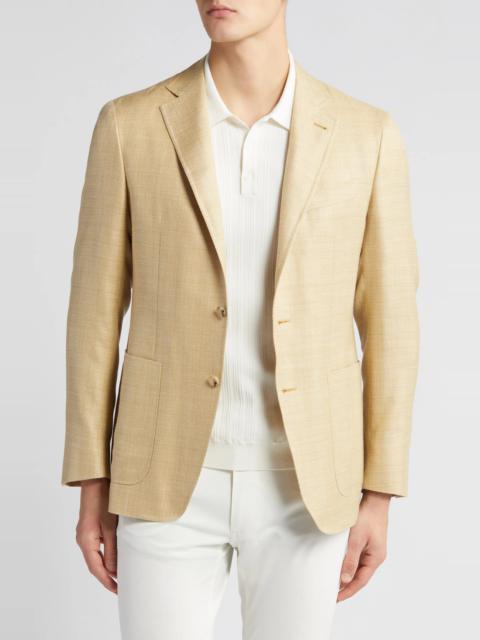 Canali Kei Trim Fit Solid Wool & Silk Blend Sport Coat