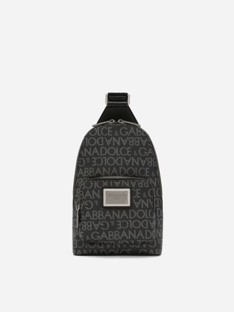 Coated jacquard crossbody backpack