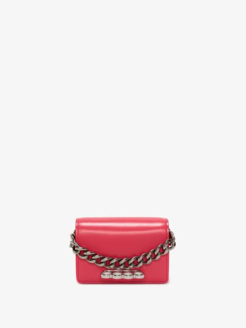 Alexander McQueen The Four Ring Mini With Chain in Neon Pink