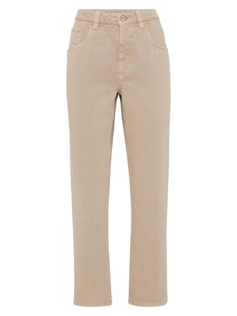 Brunello Cucinelli Women's Stretch Dyed Denim Straight Trousers - Dove Grey