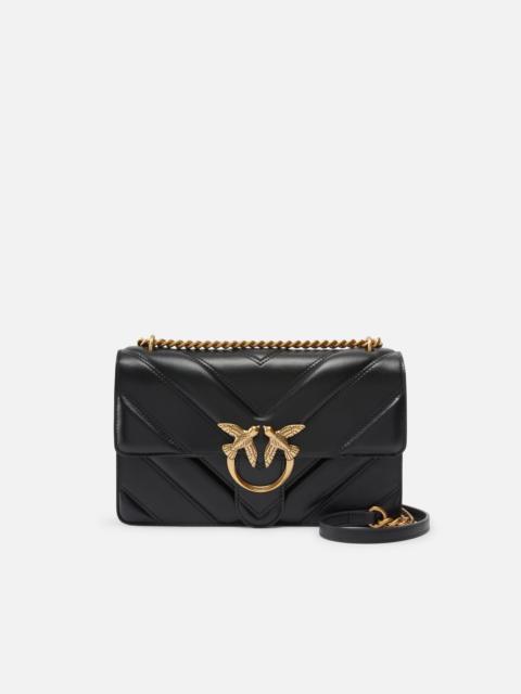 PINKO MEDIUM LOVE BAG PEBBLED LEATHER CROSSBODY BAG WITH V-SHAPED PATTERN AND LOGO