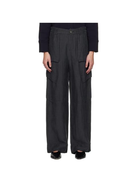 Navy Wide-Leg Trousers