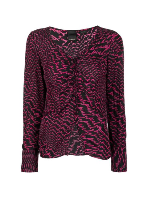 logo-print long-sleeve blouse