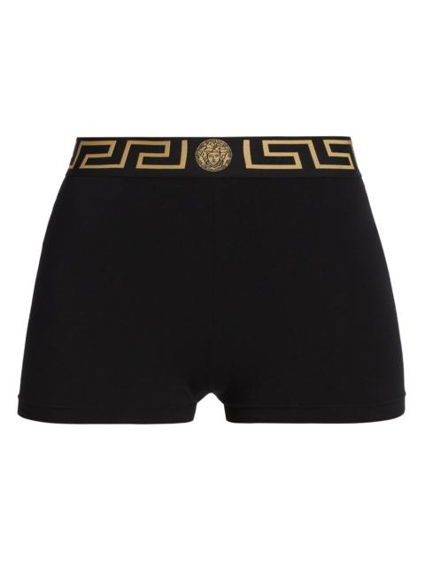 VERSACE Women's Icon Elasticized Logo Shorts - Black