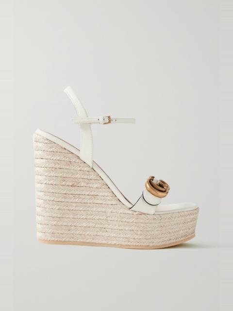 GUCCI Aitana logo-embellished leather wedge espadrille sandals