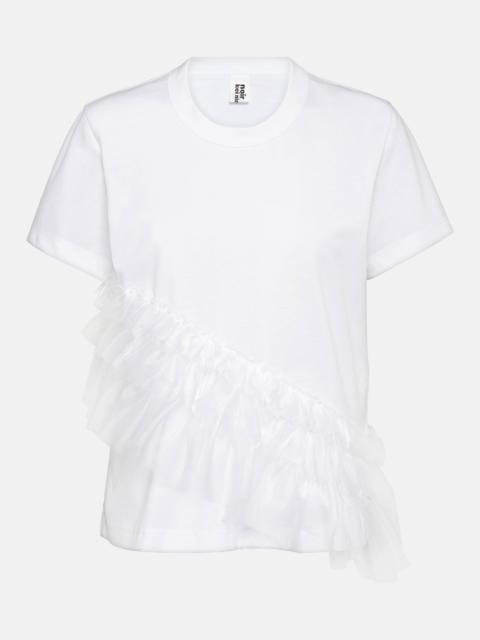 Noir Kei Ninomiya Tulle-trimmed cotton jersey T-shirt
