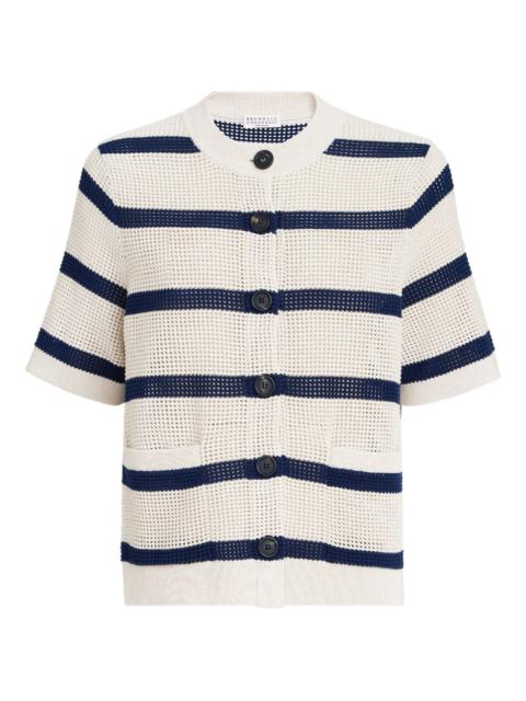 Brunello Cucinelli short-sleeve striped cardigan