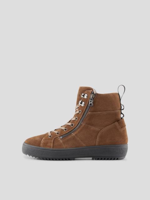 BOGNER ANCHORAGE HIGH-TOP SNEAKERS WITH SPIKES IN COGNAC