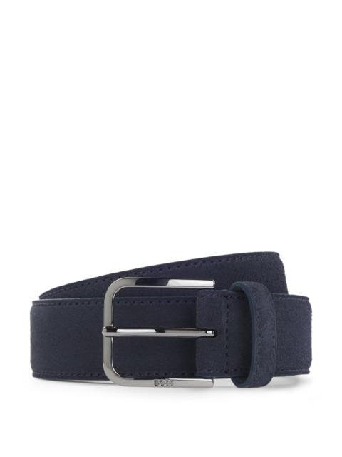 BOSS LEATHER BUSINESS BELT WITH POLISHED GUNMETAL BUCKLE
