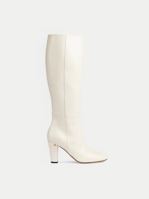 GUCCI Gucci GG White Leather Mid Heel Boots
